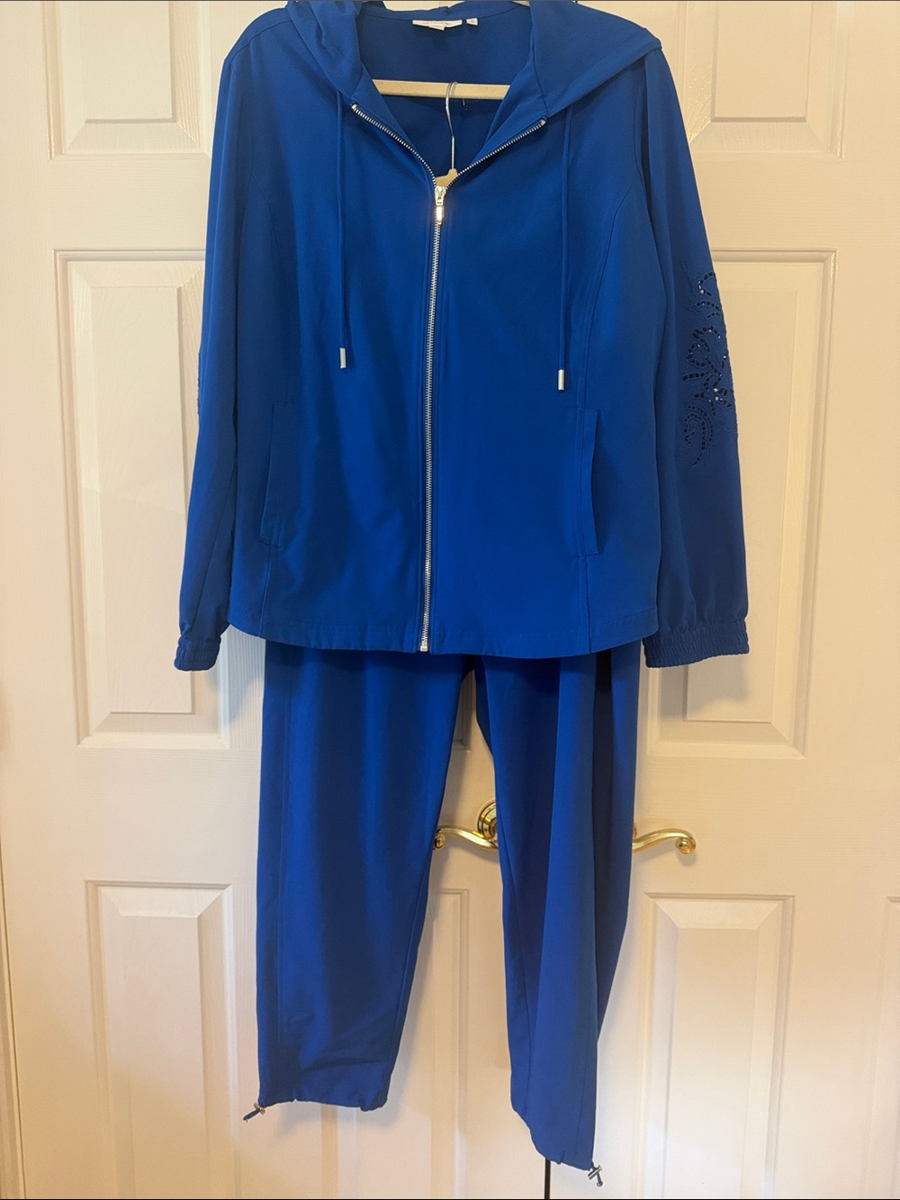 Chico's Royal Blue Zip-Front Hooded Track Set